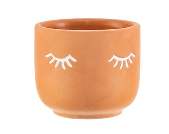 Mini Eye Shut Terracotta Planter