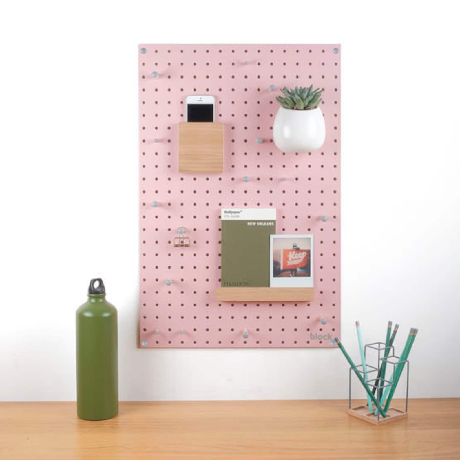 Pink Peg Board with 8 pegs organise wall accessories Etsy