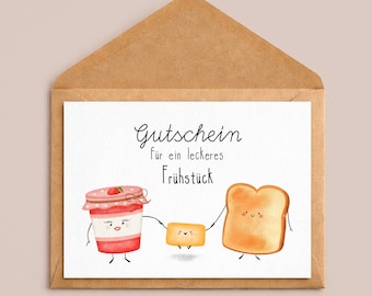 Breakfast voucher | DIN A6 with envelope | Breakfast voucher | Invitation to breakfast | Brunch voucher