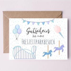 Gutschein für einen Freizeitparkbesuch | DIN A5 mit Umschlag | Geschenkgutschein Freizeitpark | Freizeitpark-Gutschein | Freizeitpark Ticket