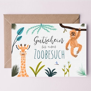 Gutschein Zoo | DIN A5 mit Umschlag | Gutschein für einen Zoobesuch | Zoo Gutschein | Gutschein Tierpark | Ausflug mit Kindern
