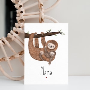 Muttertagskarte | Karte Muttertag | Grußkarte für Mama | Karte Faultier | Postkarte Faultier | DIN A6 mit Umschlag