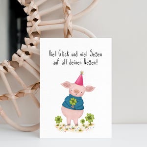 Geburtstagskarte Schwein | Postkarte Schwein | DIN A6 mit Umschlag | lustige Geburtstagskarten |