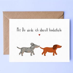 Grußkarte Dackel Liebe | Dackel Postkarte | Grußkarte Valentinstag | Geburtstagskarte Dackel  | Postkarten Liebe |  DIN A6 mit Umschlag
