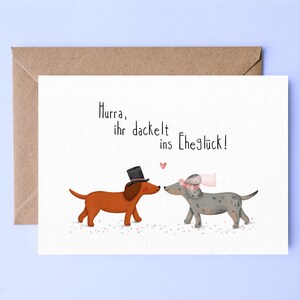 Hochzeitskarte " Dackel Ehepaar " | Klappkarte zur Hochzeit | DIN A6 mit Umschlag