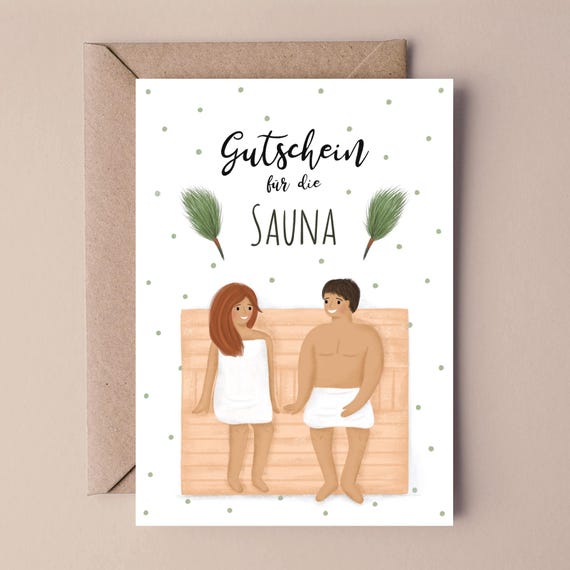 Gutschein Sauna | DIN A5 mit Umschlag | Sauna Geschenk | Saunagutschein | Wellness Gutschein | Sauna Karte | Geschenkgutschein Sauna