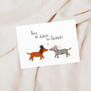 Hochzeitskarte " Dackel Ehepaar " | Klappkarte zur Hochzeit | DIN A6 mit Umschlag