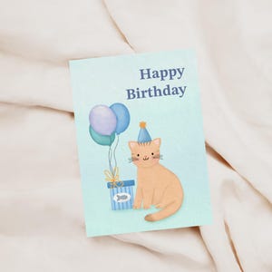 Geburtstagskarte Katze | Katzen Geburtstagskarten | Geburtstagskarte mit Katze | Kindergeburtstag Karte Katze | DIN A6 mit Umschlag |