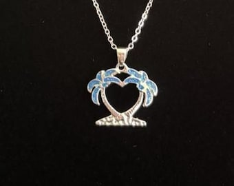 Palm Tree Necklace: Beach Pendant, Summer Jewelry