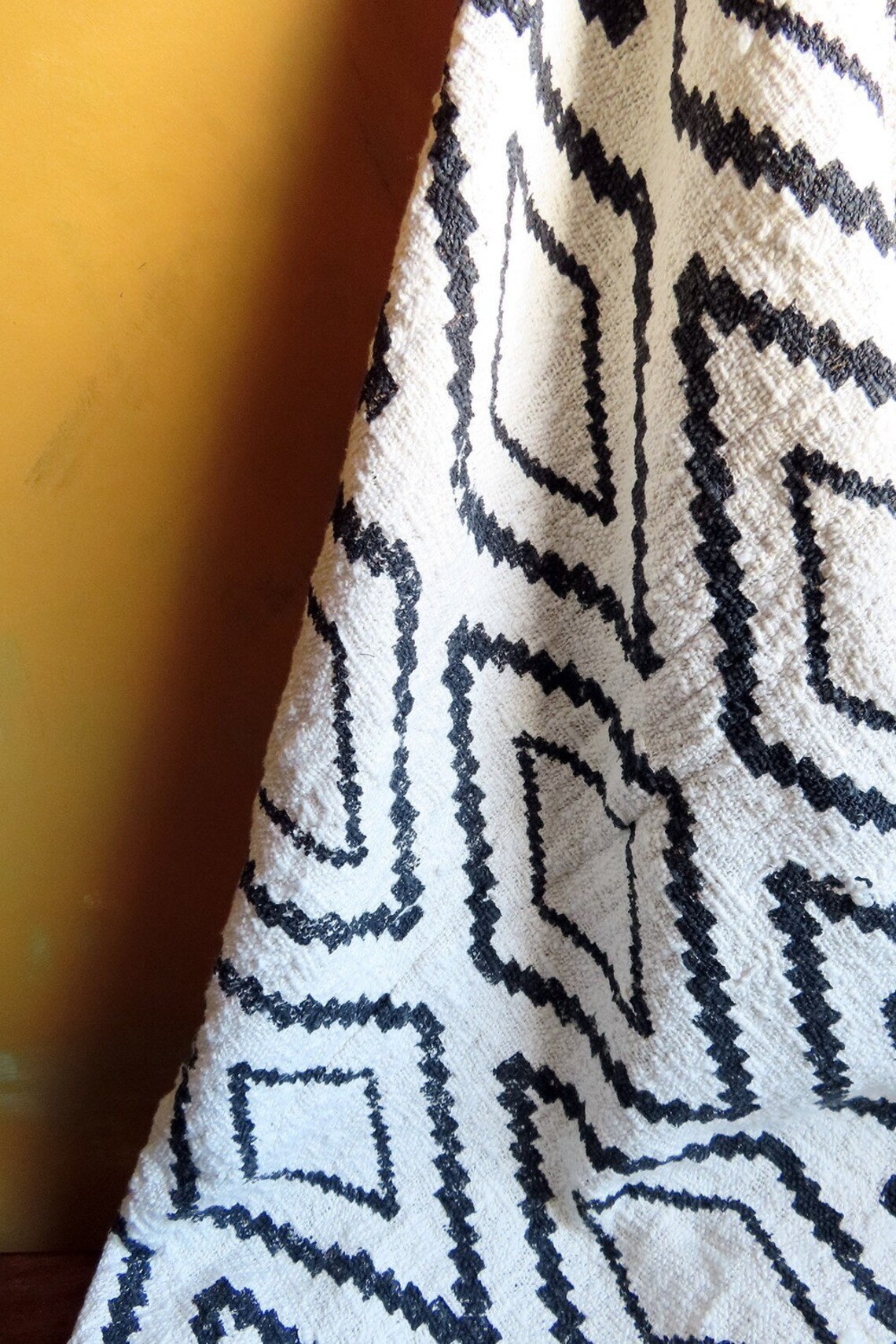 Cream & Black Throw Blanket With Beads and Fringes Etsy