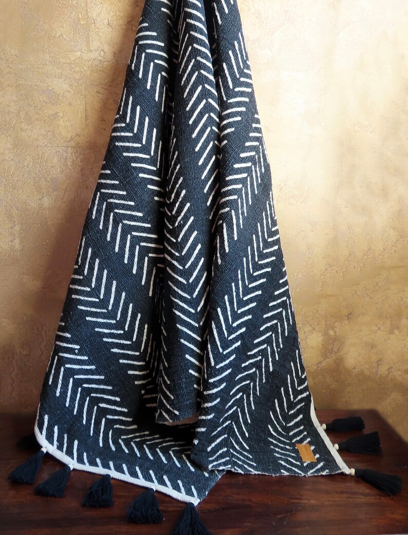 Black and White African Inspired Tribal Throw Blanket with Etsy