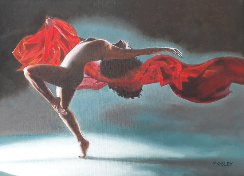 Dancer with Red Cloth painting A3 print
