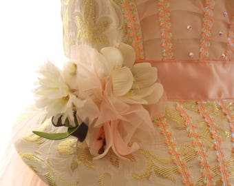 Robe de princesse or avec saumon