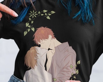 Yaoi Kissing Couple Shirt - Boys Love Manga Fan Art Tee - BL Anime Lover Gift - Cute Yaoi Manga Shirt - Fujoshi Fudanshi Merch