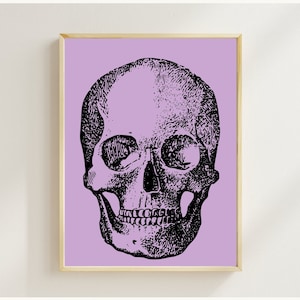 Halloween Wandkunst | Halloween printable | Skelett Wandbild | Halloween Dekoration | Halloween Deko | Skelett Druck | lila Skelett