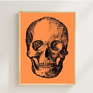 Halloween wall art | halloween printable | skeleton wall art | halloween decoration | halloween decor | skeleton print | orange skeleton