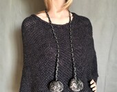 Necklace style choker halter with 2 pompoms
