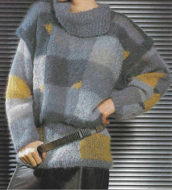 Sweater Knitting Pattern Oversized Dropped Shoulders Mohair