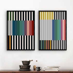 Set of 2 FRAMED Colorful Abstract Art Prints - Fun Home Decor