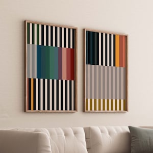 Colorful Set of 2 Striped Art Prints