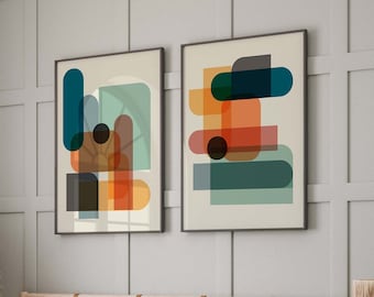 Set of 2 Colorful Modern Abstract Prints