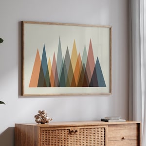 Impression montagne moderne Mid-Century