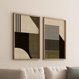 2er Set Abstrakte Bauhaus Wand-Kunstdrucke