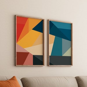 Modern Set of Bold Colorful Abstract Digital Art Prints