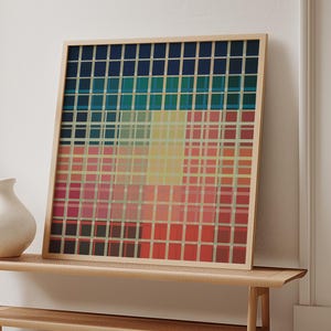 Stampa artistica con cornice di un quadrato geometrico colorato e fresco