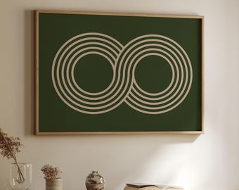 Dark Green Infinity Line Art DIGITAL Print Retro Poster