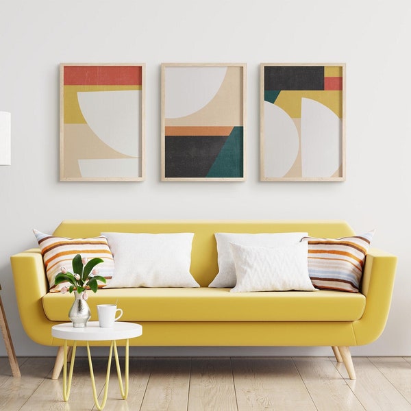 Mid Century Modern Art Print Set of 3 Prints Set Gallery Wall Art Kids Room Decor Boho Decor Modern Home Printable Modern Art Office Decor