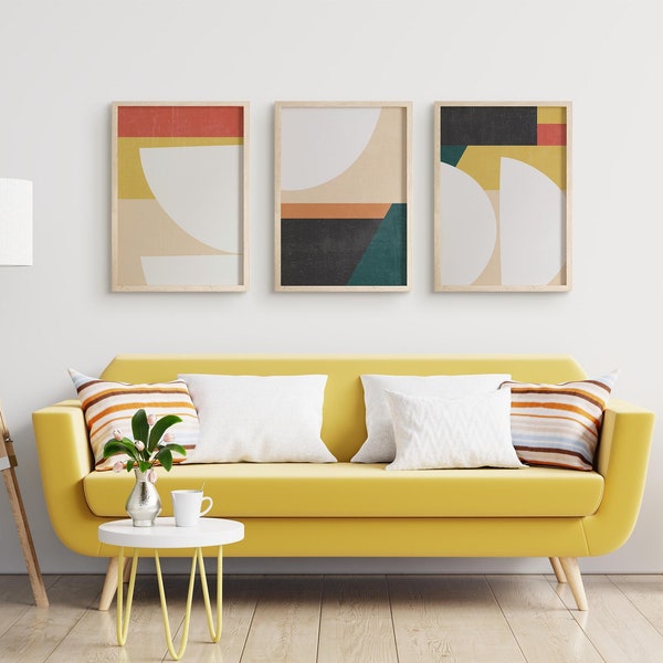 Mid Century Modern Art Set of 3 Etsy