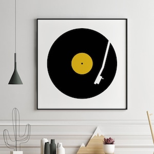 Yellow Vinyl Abstract Square Wall Art Print