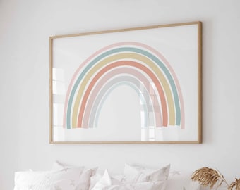 Large Printable Boho Pastel Rainbow Art