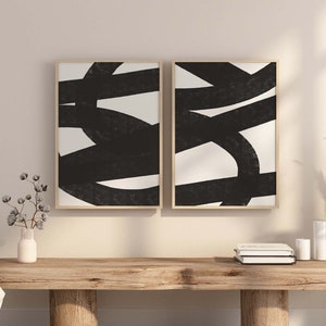 Black Brush Strokes Print Set