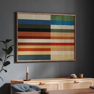 Cool Retro Striped Abstract FRAMED Print - Color Block Art Print