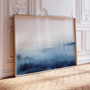 Blauer Aquarell-Meerblick-Druck - weiche Küsten digital malende Kunst