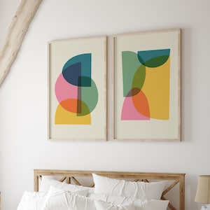 Set of 2 Bright and Colorful Modern Art Prints