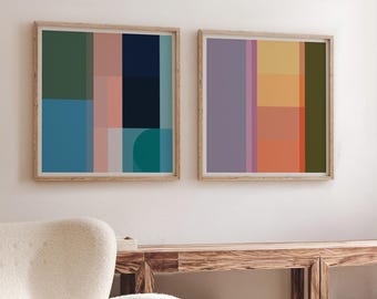 Set of 2 Modern Geometric Square DIGITAL Prints