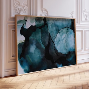 Impresión digital en acuarela azul oscuro