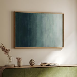 Koelblauwe aquarel afdrukbare abstracte aquarel groen blauwe muur decor marineblauwe kunst print woonkamer decor badkamer muur kunst abstract