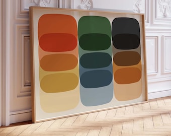 Bold Retro Color Block FRAMED Print – Modern Abstract Wall Art
