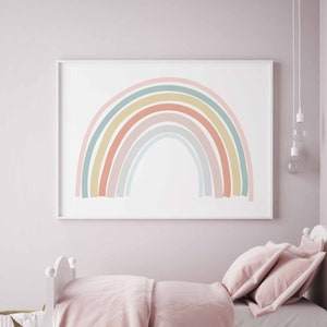 Estampado de arcoíris, estampado de arcoíris bohemio, arte de pared de arcoíris, impresiones para habitación de niñas, impresiones de arcoíris, arte abstracto para niñas, decoración de pared boho, lienzo, arte para niños