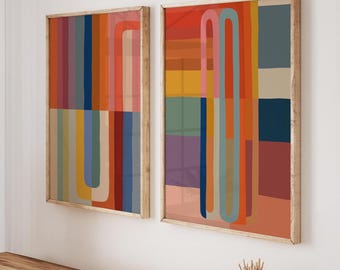 Set of 2 Colorful Fun Abstract DIGITAL Prints