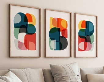 Set of 3 Bright Colorful Abstract Prints