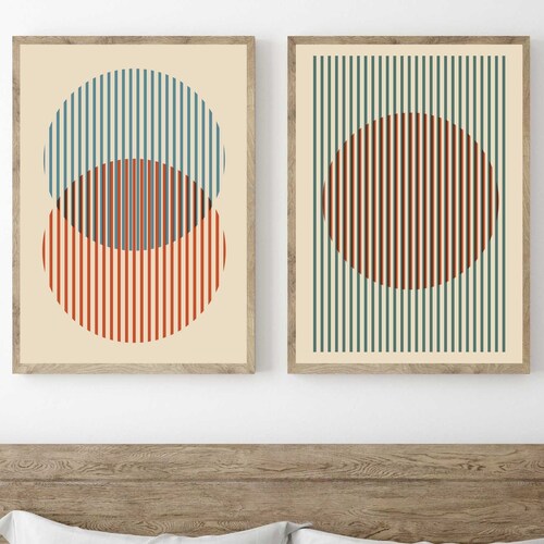 Mid Century Modern Printable Wall Art Set of 2 Red Bauhaus - Etsy