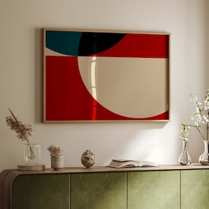 Large Red Abstract Modern Art Print