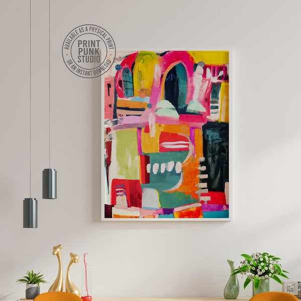 Large Abstract Painting Print Colorful Wall Art Large Modern Decor Abstract Modern Art Multicolour Painting Vibrant Colors Digital Artwork