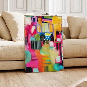 Bold Colorful Abstract Print - Maximalist Expressionist Painting - Modern Vibrant Poster