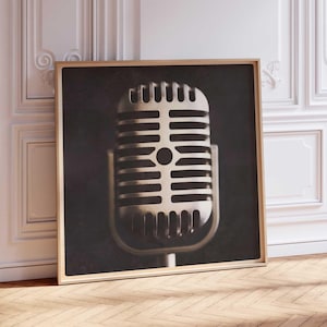 Cool Vintage Microphone Photographic Digital Art Print